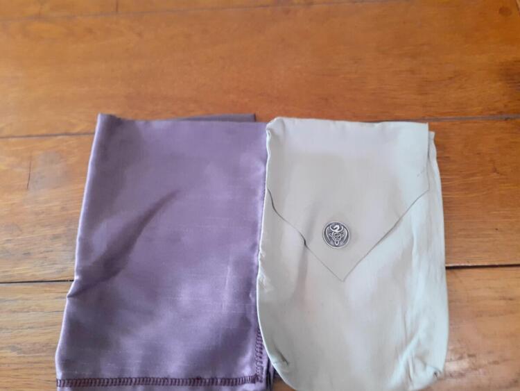 Taro bag and clothleather bag w/silk cloth